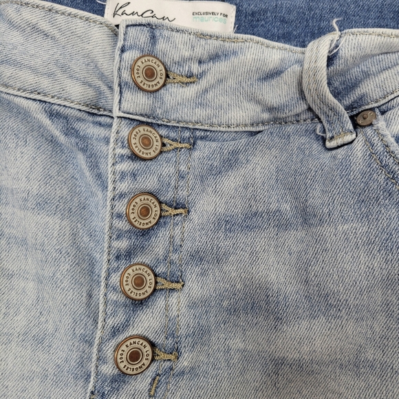 Women's Light Wash High-Waisted Kancan Jeans, Button-Fly and Frayed Hem SZ 16 - Picture 3 of 14